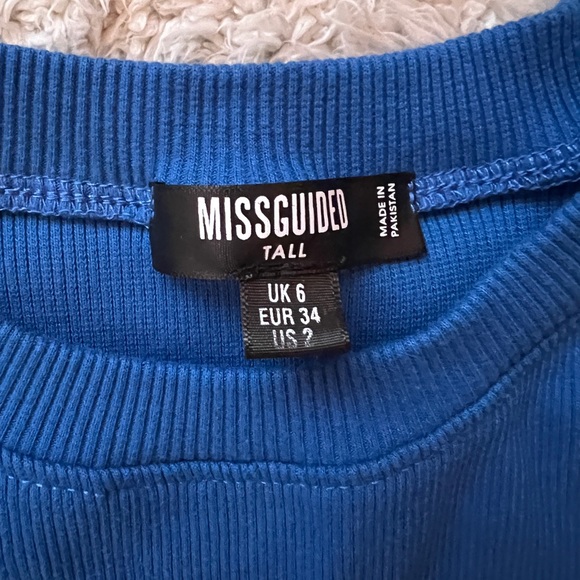 MISSGUIDED Tall blue button-detail crop ribbed long sleeve top, UK6 - Picture 2 of 2